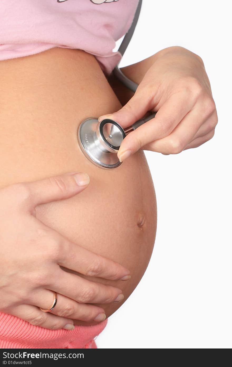 Pregnant woman isolated on a white background