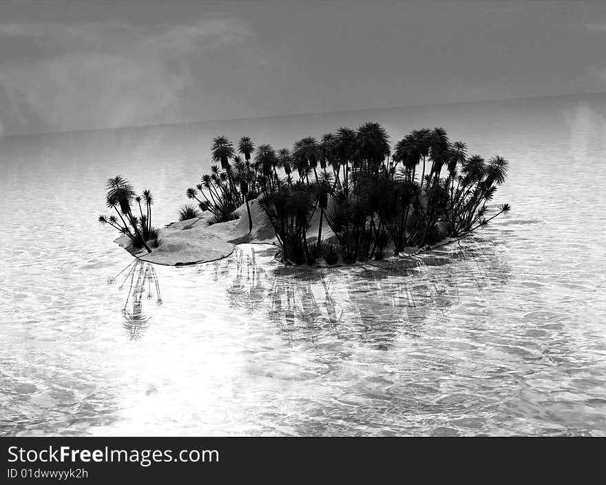 Beautiful tropical island rendered by 3d studio max