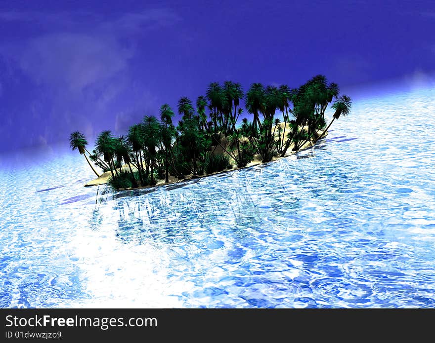 Beautiful tropical island rendered by 3d studio max