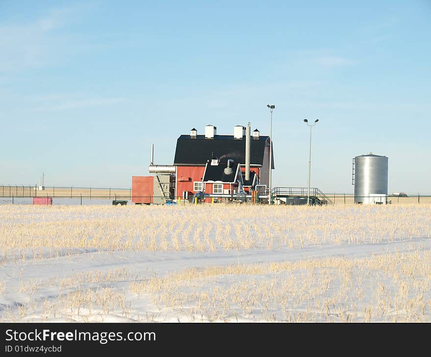 Unique compressor station designed to fit in with the agricultural surroundings. Unique compressor station designed to fit in with the agricultural surroundings.