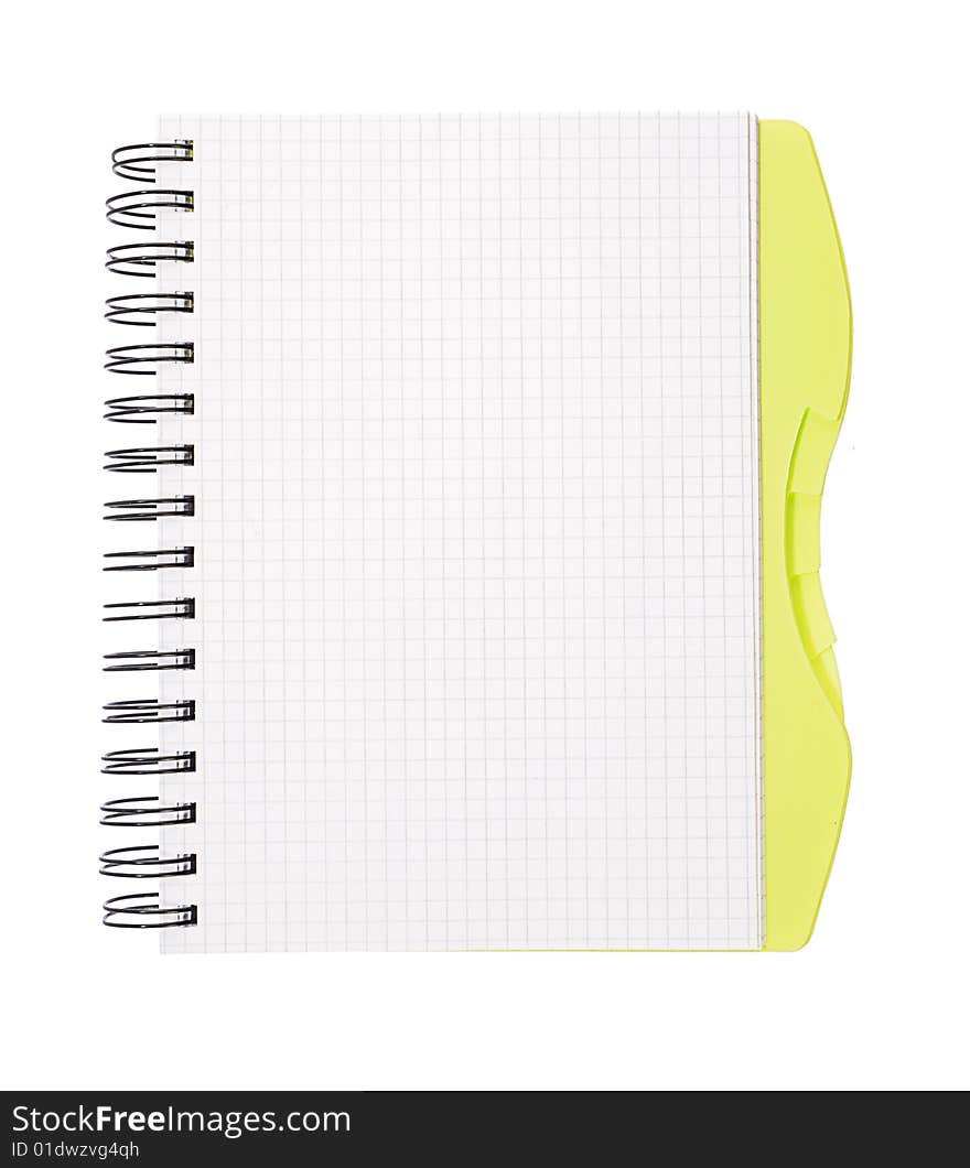 Isolated open notebook on a white background