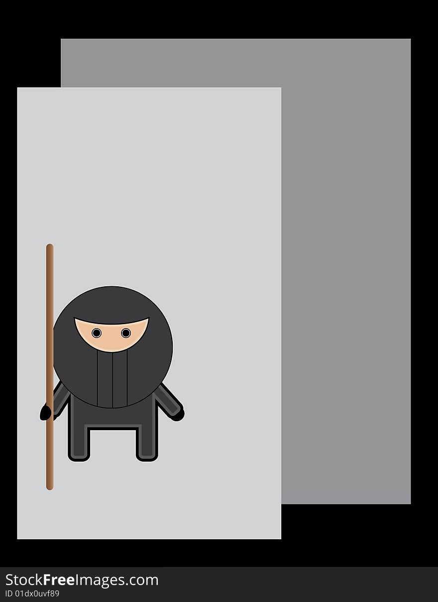 A miniature ninja warrior is featured in a comic illustration. A miniature ninja warrior is featured in a comic illustration.