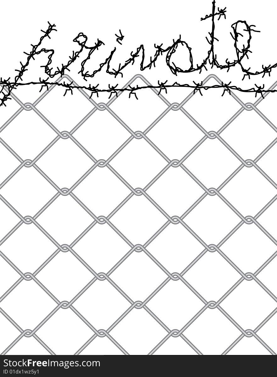 Vector symbolic illustration with barbed wire. Vector symbolic illustration with barbed wire