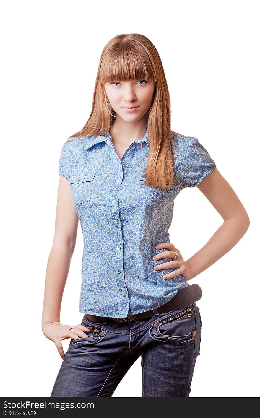 Young girl on white background