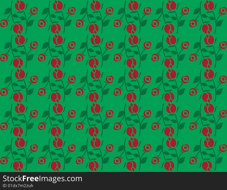 Tiling background graphic with red roses. Tiling background graphic with red roses