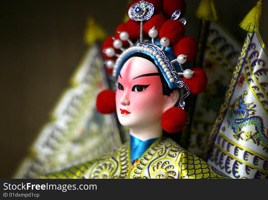 Beautiful peking opera doll close up