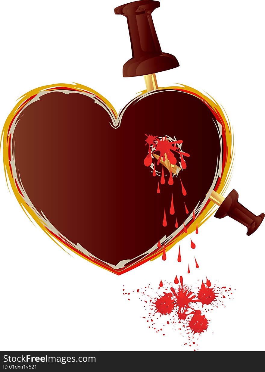 Blood heart revenge pin white background. Blood heart revenge pin white background