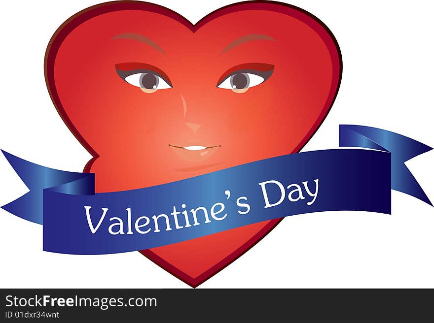 Valentine heart  red   white background vector. Valentine heart  red   white background vector