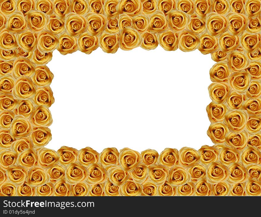 A photoframe made of yellow Roses. A photoframe made of yellow Roses