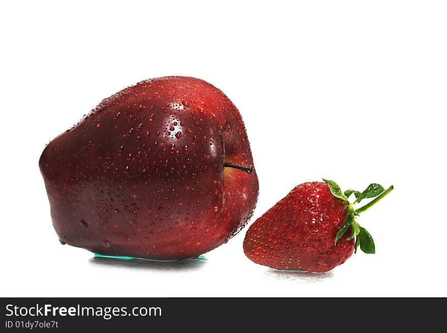 Strawberry With Red Ripe Apple