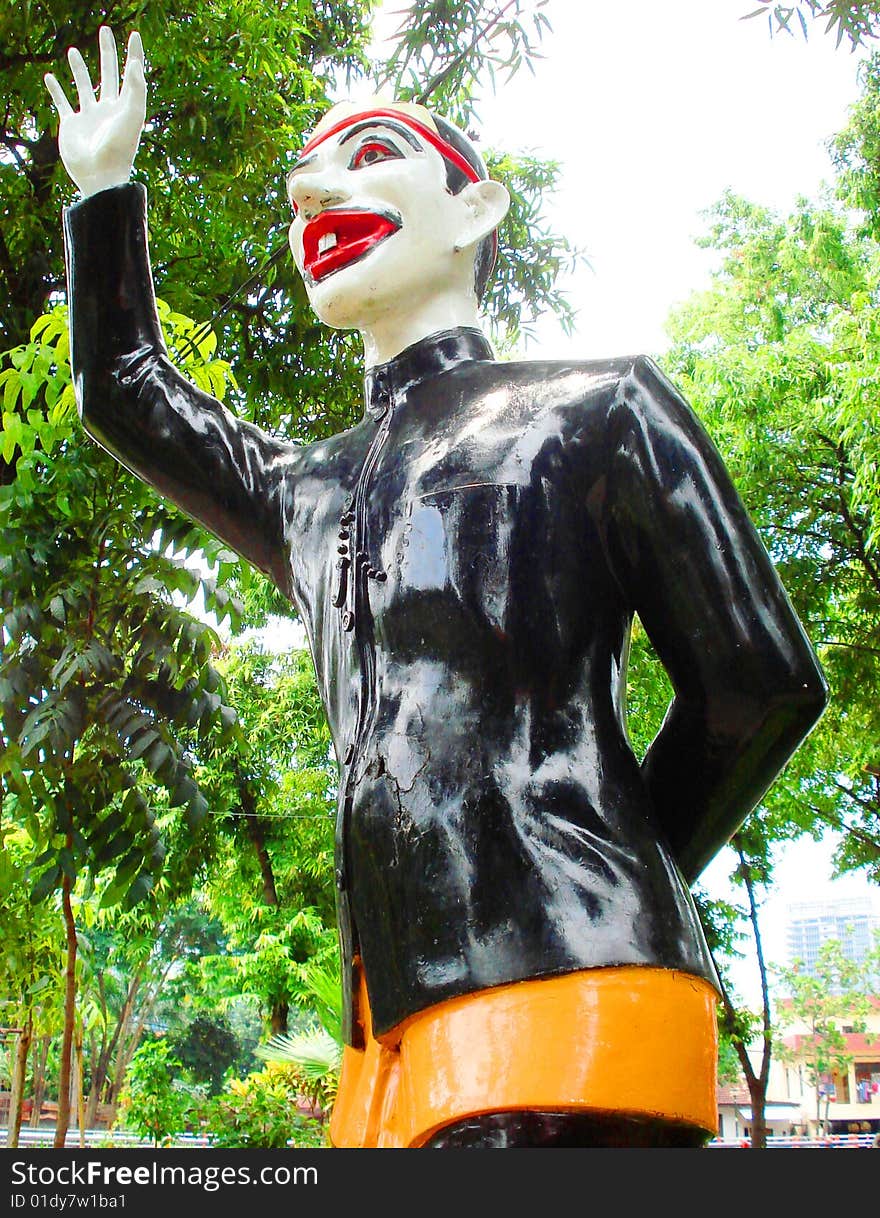 This welcome statue is on of unique figure from Java Island named gareng ,gareng is curious character with friendly attitude although he has very creepy face. This picture taken on December 2008, the picture location is on Songority Park one of Java Island finest Park.