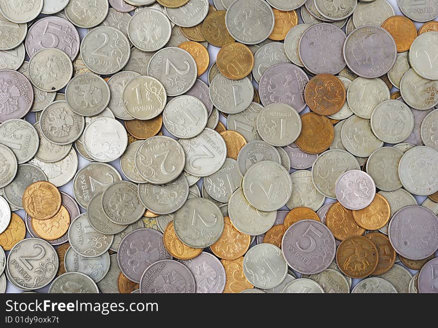 Many Coins on white background. Many Coins on white background