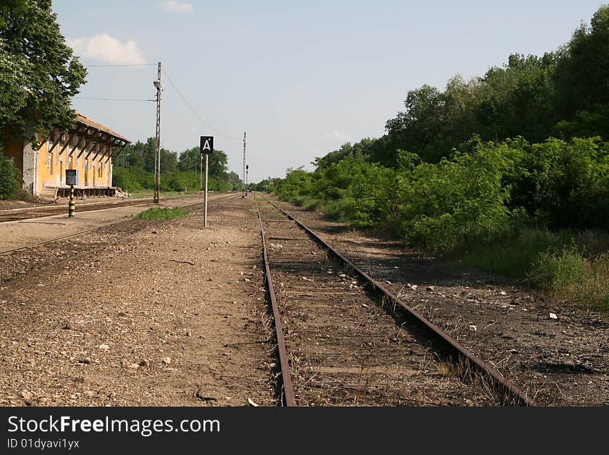 Landscape with tree and rails. Landscape with tree and rails