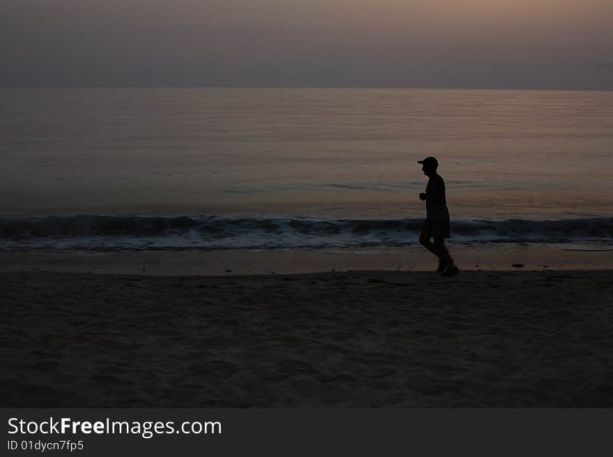 Silhouettes of runner on dawn. Silhouettes of runner on dawn