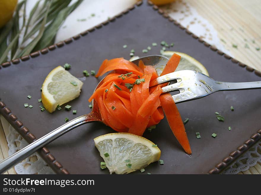 A fresh salad, of carrots with spices