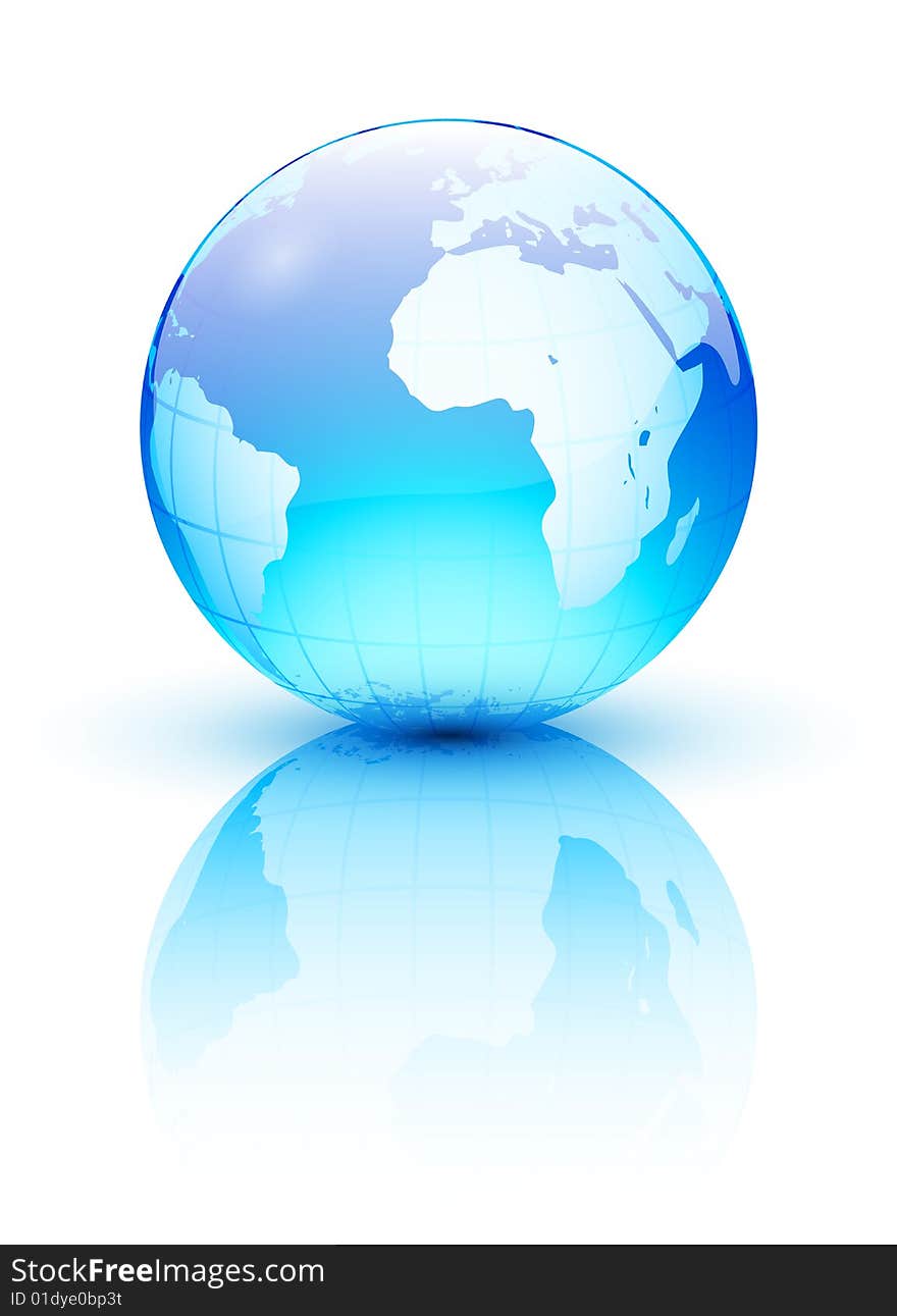 Blue earth design with reflection