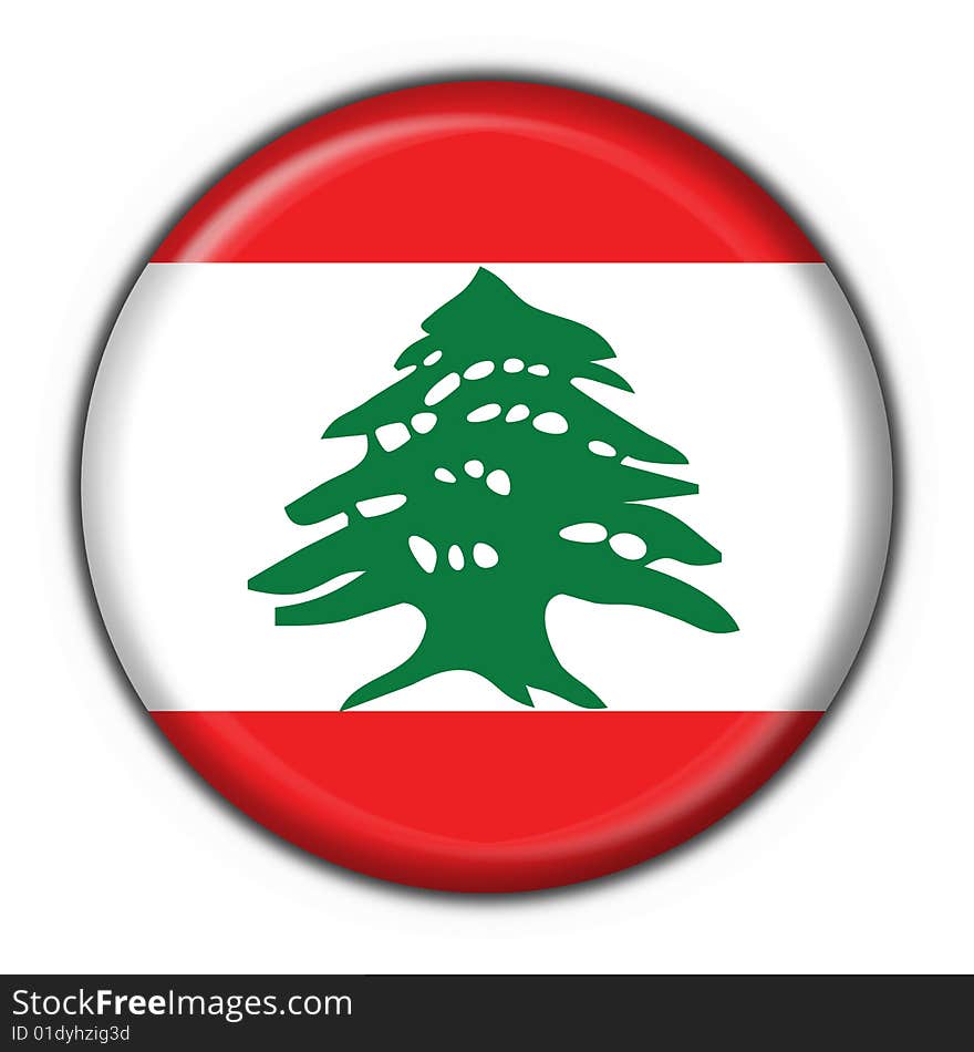 Lebanon Button Flag Round Shape