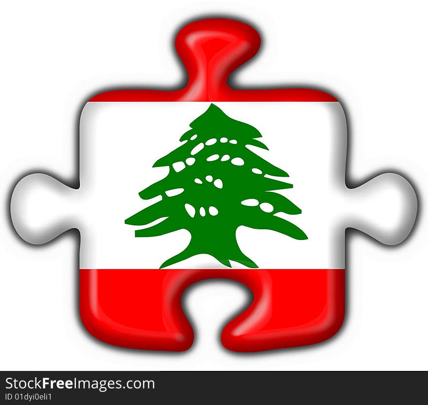 Lebanon button flag puzzle shape