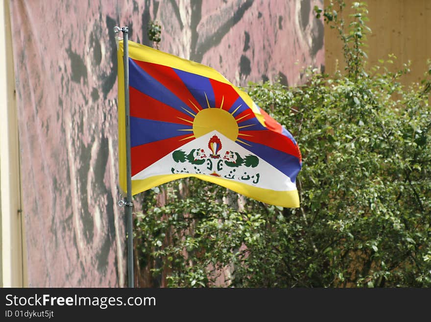 Flag of Tibet, blowing in the wind