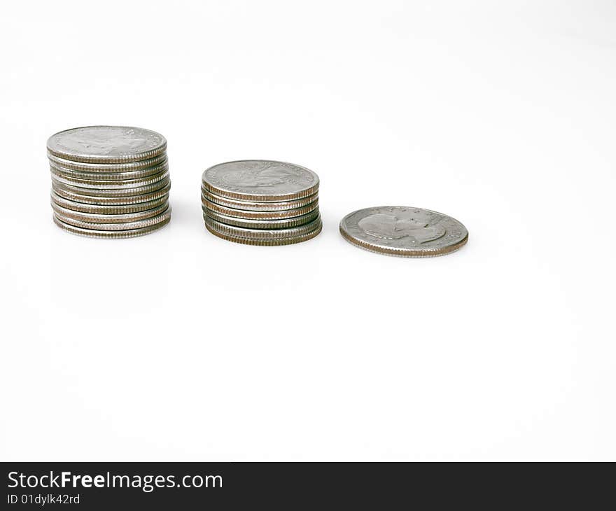 Couple coins on white backgrounds. Couple coins on white backgrounds