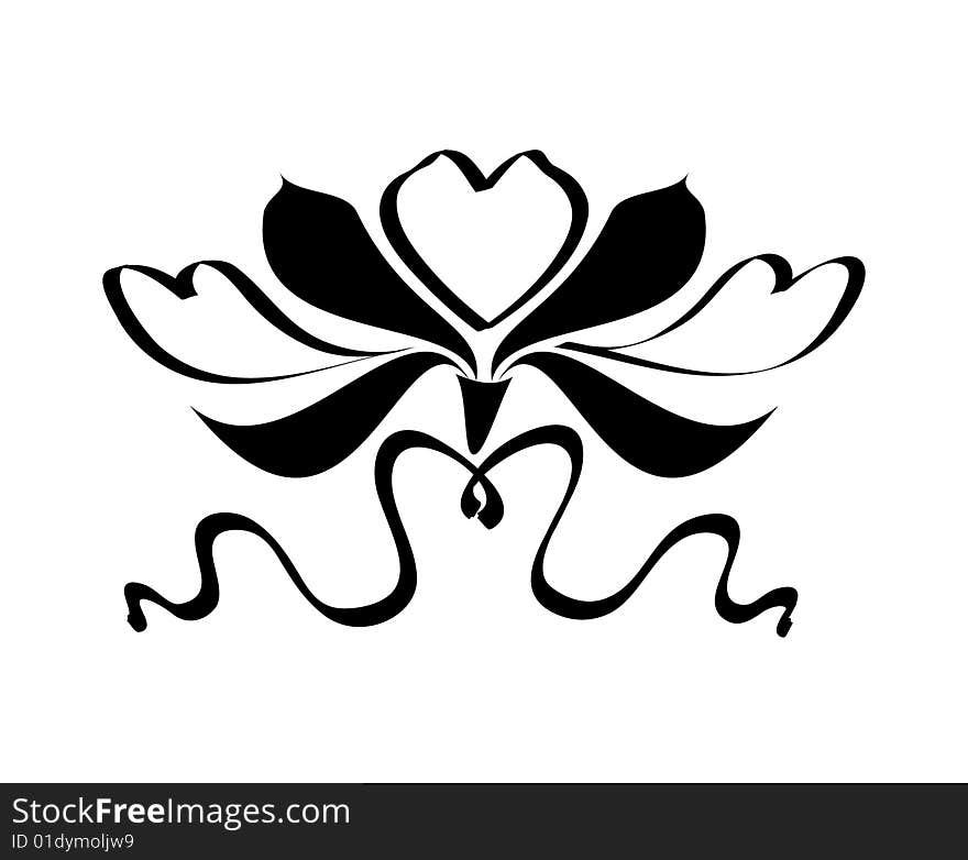 Floral silhouette, element for design, vector tattoo. Floral silhouette, element for design, vector tattoo