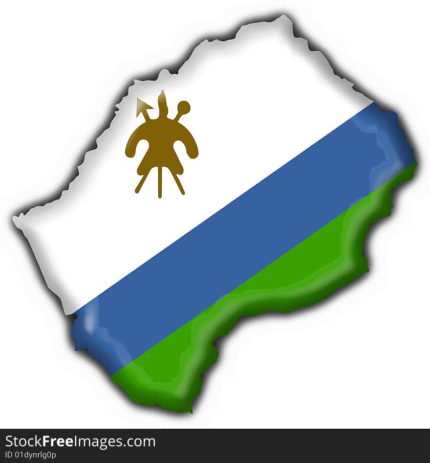 Lesotho button flag map shape - 3d made