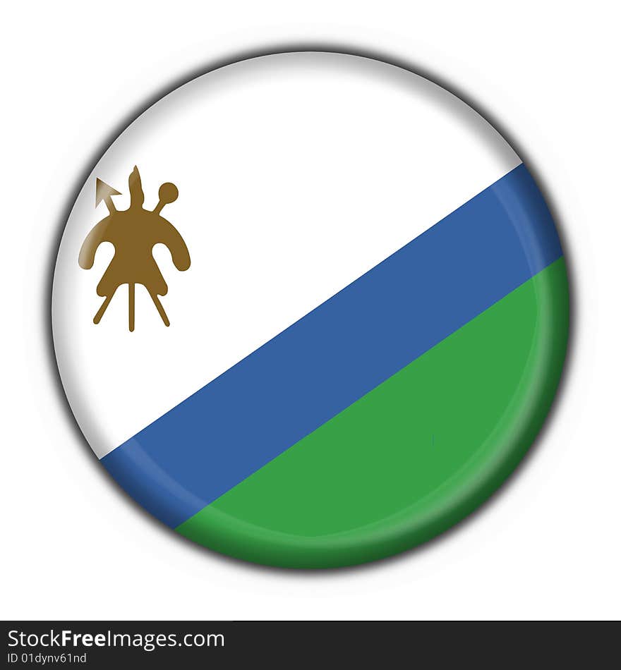 Lesotho button flag - 3d made. Lesotho button flag - 3d made