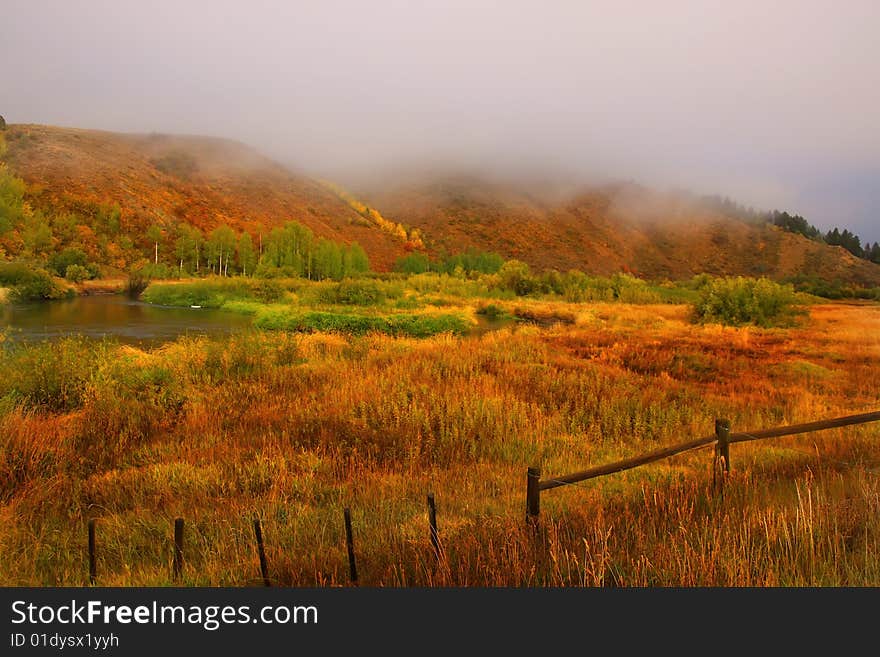 Salt River in Wyoning with storm clouds. Salt River in Wyoning with storm clouds