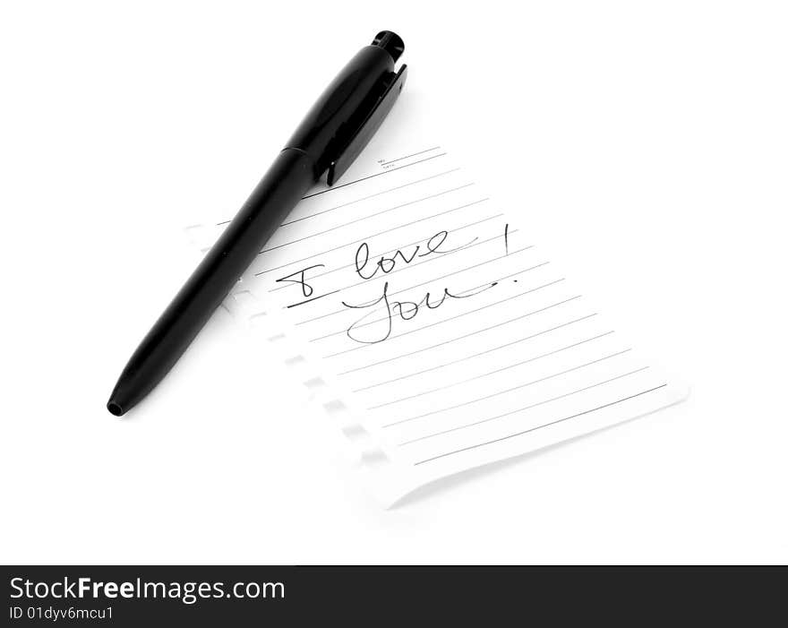 Note with black pen on a white background. Note with black pen on a white background