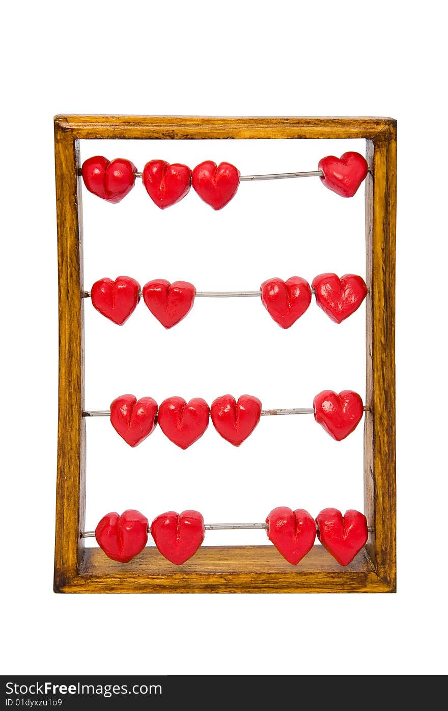 Abacus with red hearts