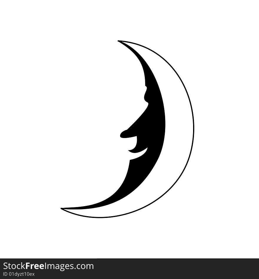 Vector illustration of moon face on white background. Vector illustration of moon face on white background