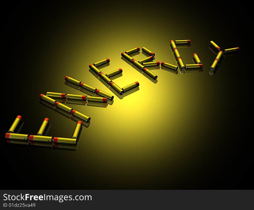 3d batteries isolated in color background