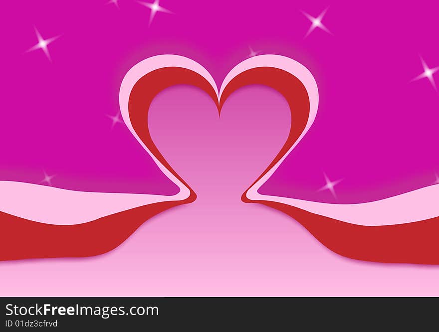 Heart to Valentine vector illustration with twinkle stars