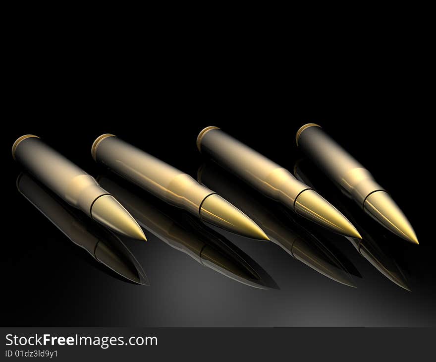 Bullets isolated in black background