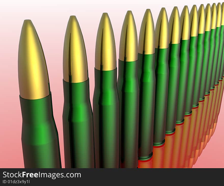 Bullets isolated in red background