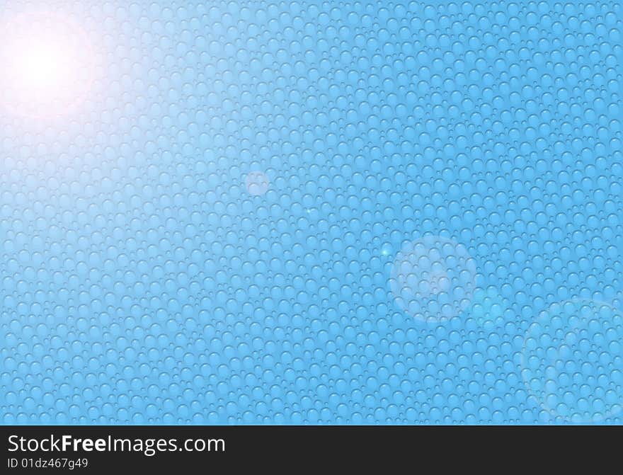 Illustration of water drops on blue background