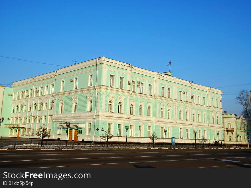 Old building of administration in Russia. West Siberia