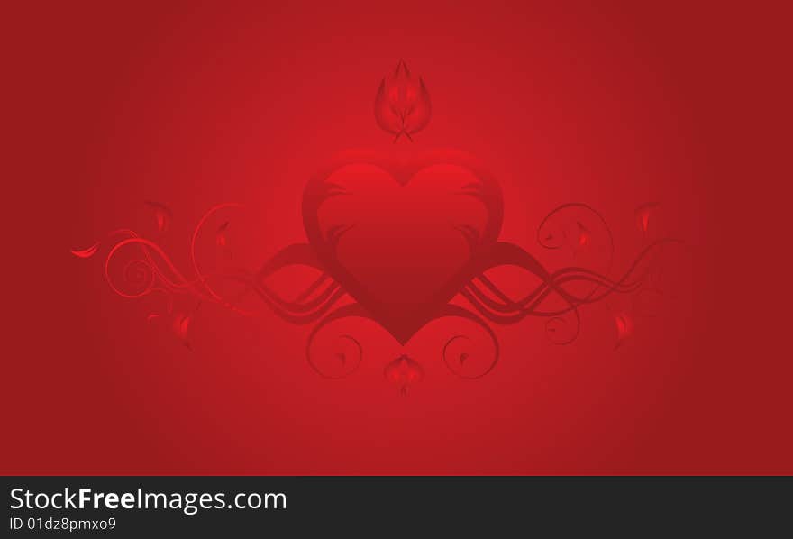 Valentines Day background with Hearts, floral and wave pattern, element for design, vector illustration