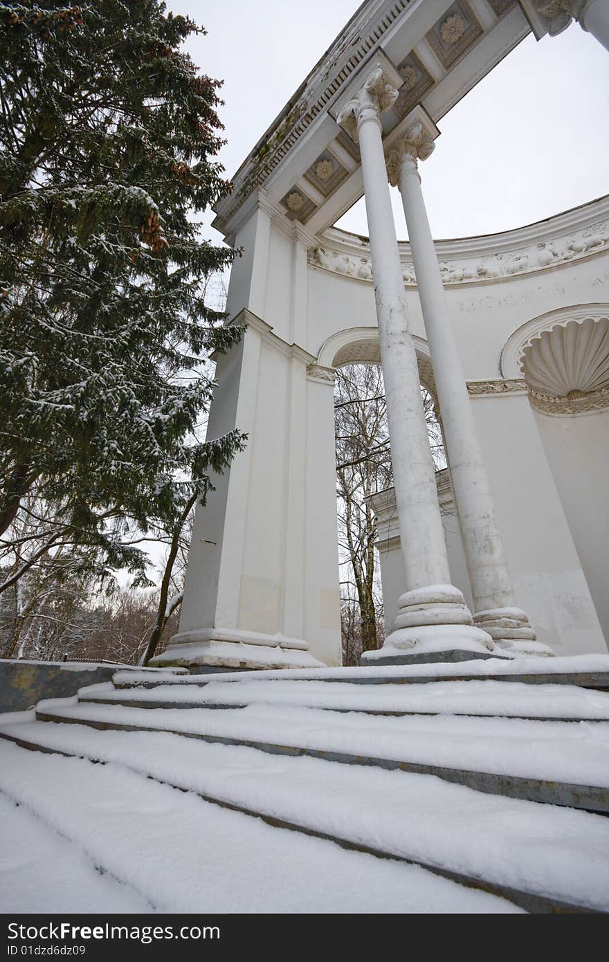 Winter architecture - columns and stairs