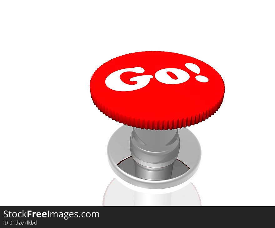 Red button with inscription Go isolated in white background