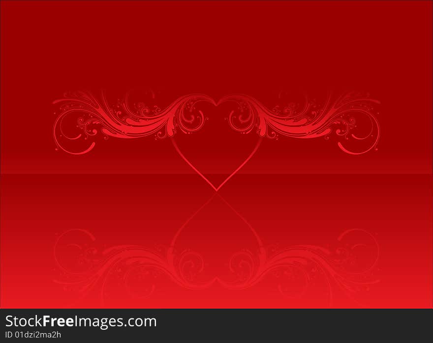 Valentines Day background with Hearts, floral and wave pattern, element for design, vector illustration