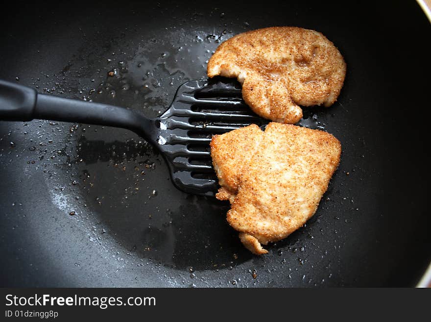 Chicken Fillet On A Frying