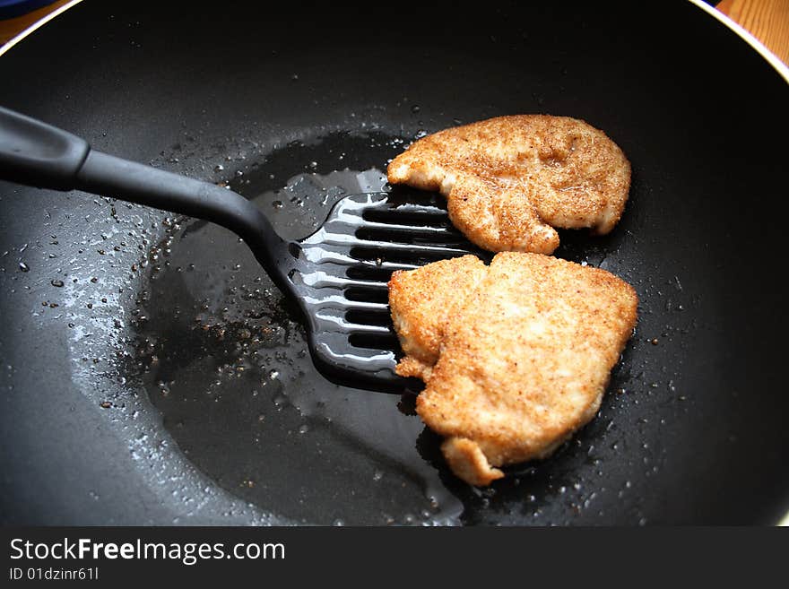 Chicken Fillet On A Frying