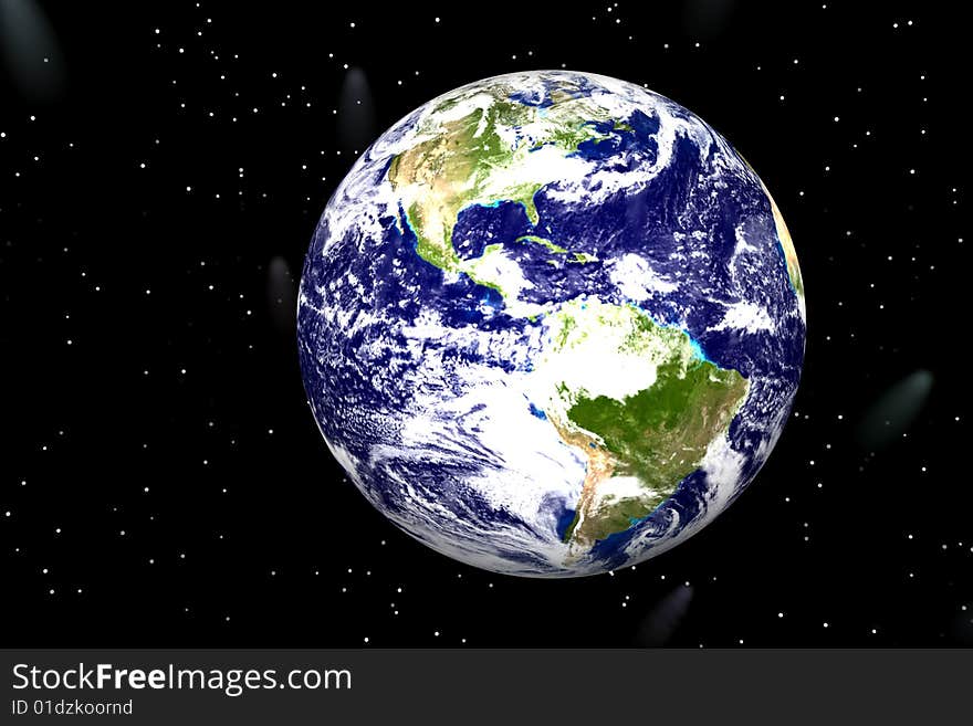 Earth on the sky background