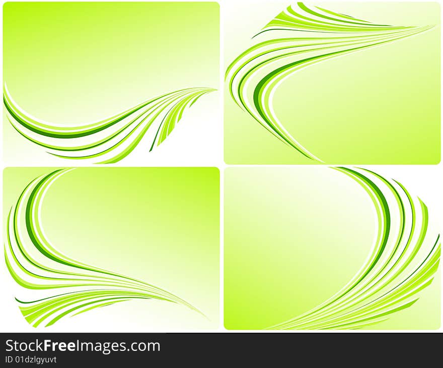 Four vector green templates for busines cards