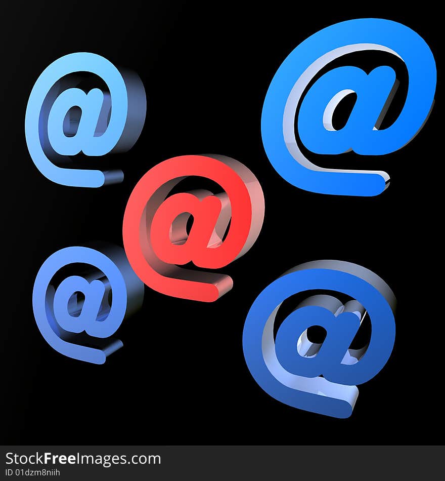 Email symbol isolated in black background