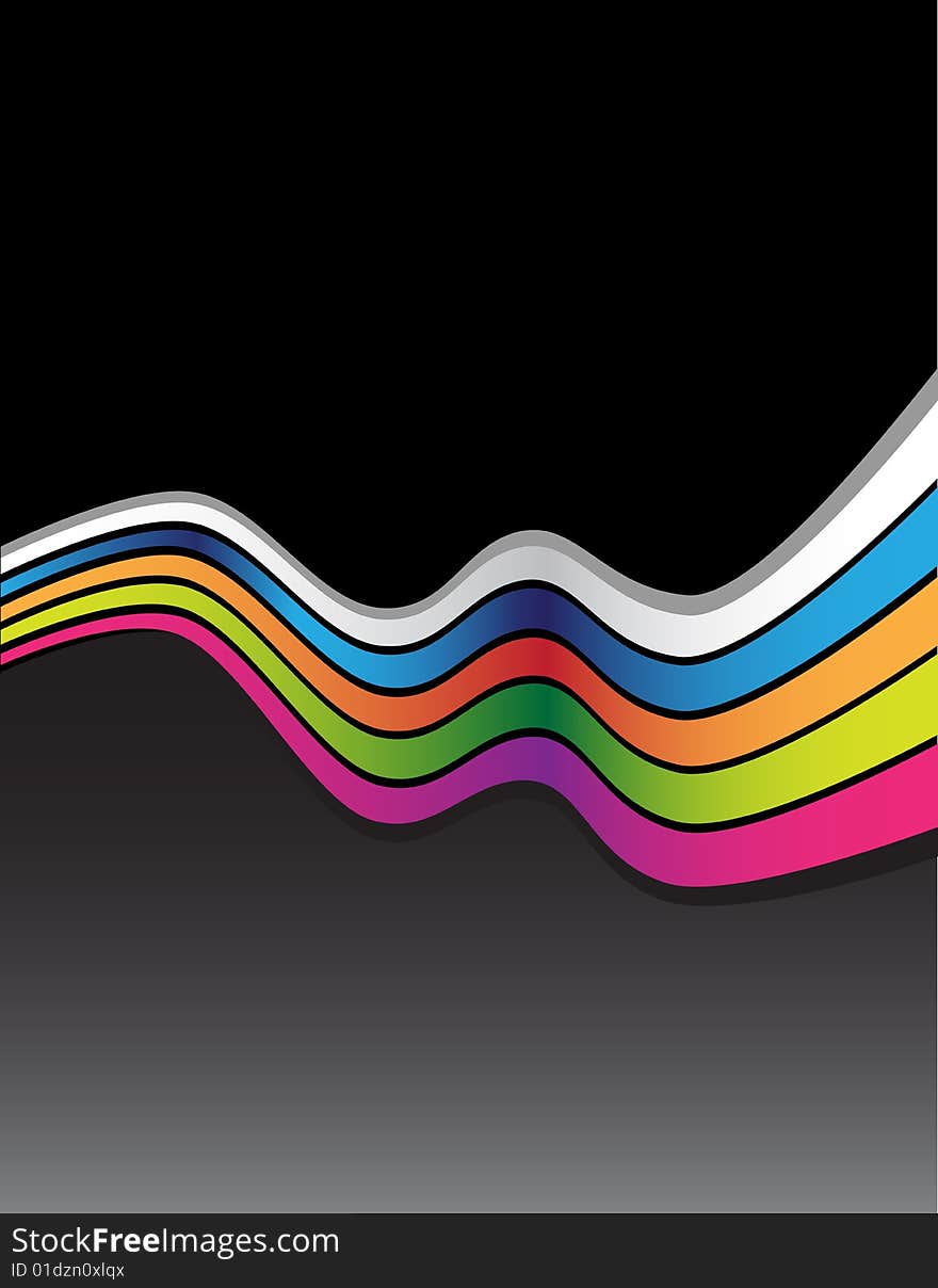 Colorful lines on the black background. Colorful lines on the black background