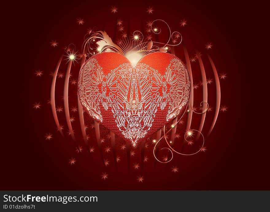 The image of heart with patterns for a card or for any use. The image of heart with patterns for a card or for any use