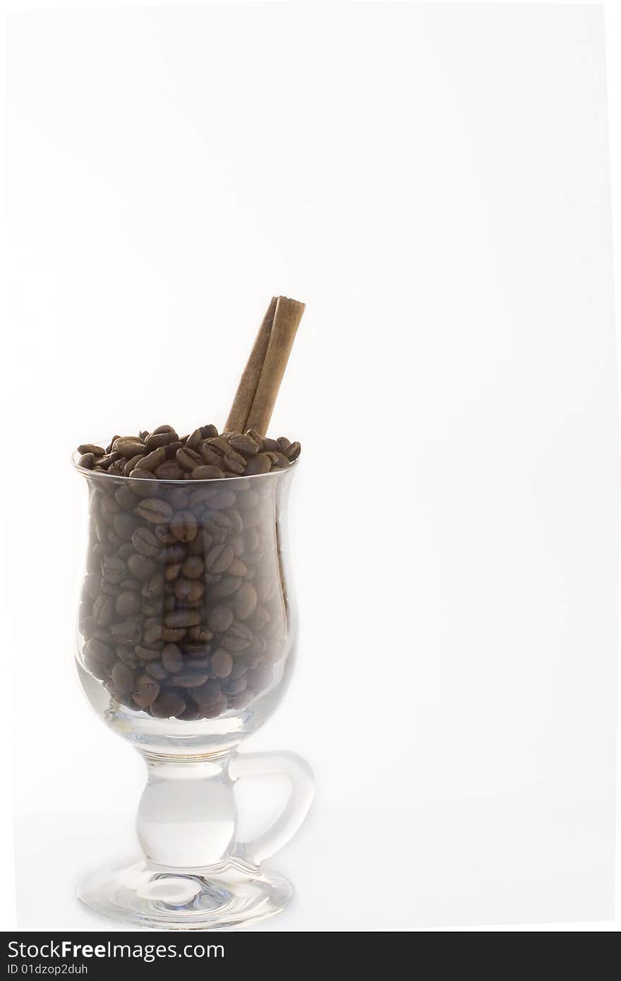 Seeds of coffee in high glass. Seeds of coffee in high glass