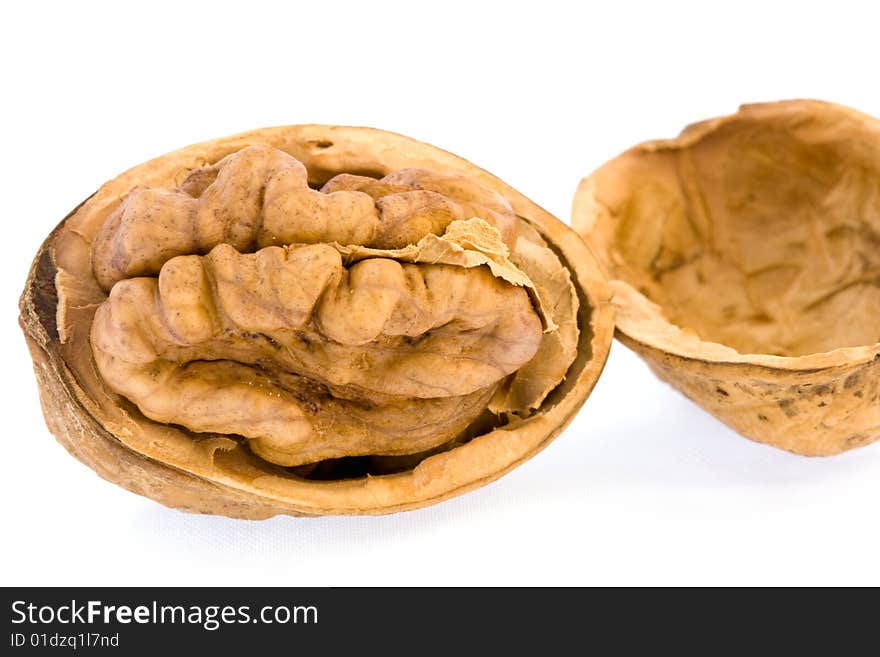 Walnuts isolated on a white background. Walnuts isolated on a white background